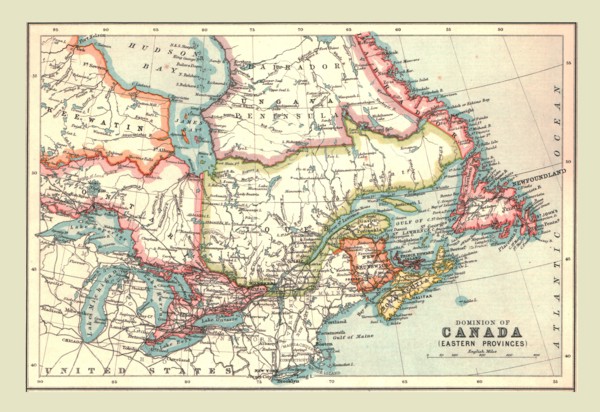 Map of the Dominion of Canada, Eastern Provinces, 1902.  Creator: Unknown.