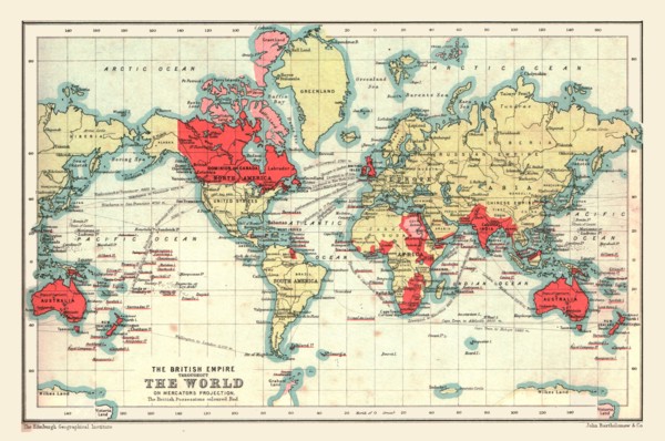 World Map showing the British Empire, 1902.  Creator: Unknown.