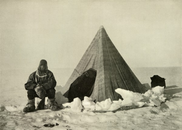 'Marshall Outside a Tent, at the Camp', c1908, (1909).  Artist: Unknown.