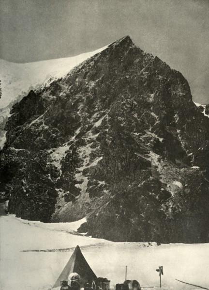 'Camp on December 17 on the Ferrar Glacier below Sentinel Rock', 1908, (1909). Artist: Unknown.