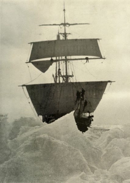 'The Nimrod Held Up in the Ice', 1908, (1909). Artist: Unknown.