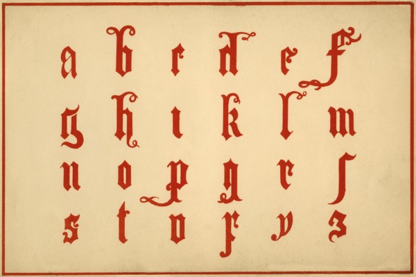 Alphabet, letters a-z, lower case. Artist: Unknown.