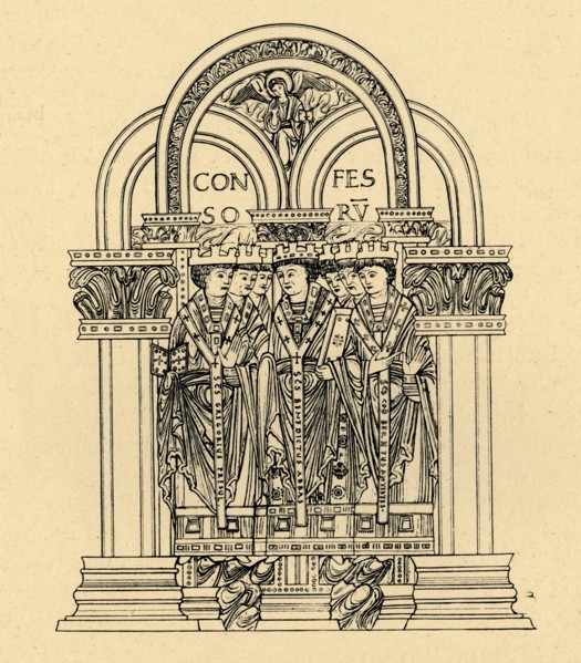 'Gregory the Great, St. Benedict, and St. Cuthbert', 1908. Creator: Unknown.