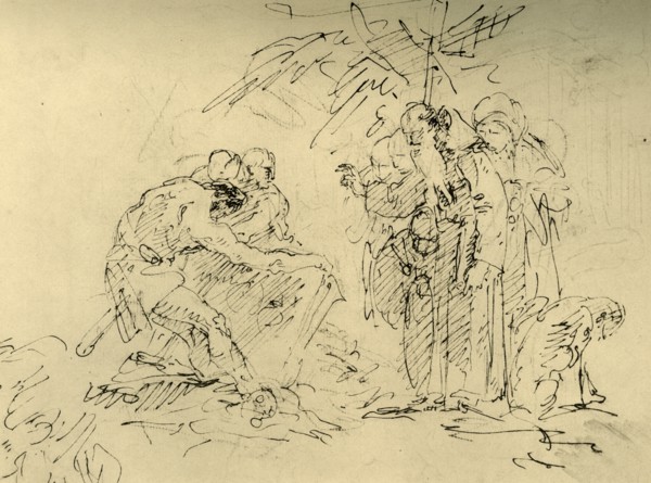 'The Opening of a Grave', mid 18th century, (1928).  Artist: Giovanni Battista Tiepolo.