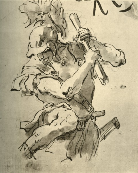 'Soldier raising his arm to strike', mid 18th century, (1928). Artist: Giovanni Battista Tiepolo.