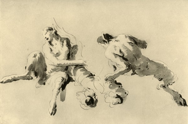'Male and Female Faun with Cornucopeia', mid 18th century, (1928). Artist: Giovanni Battista Tiepolo.