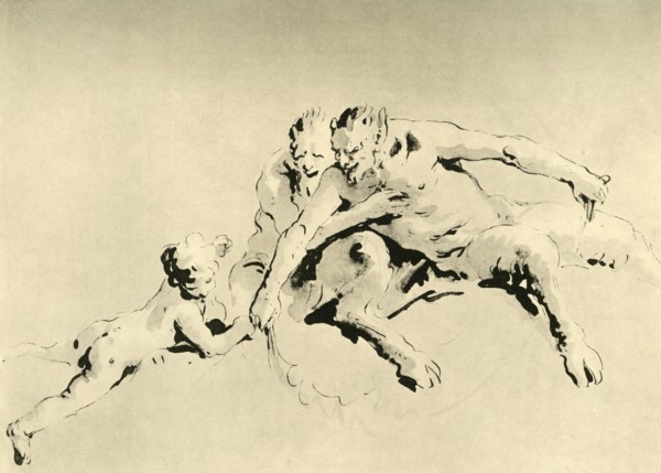 'Two Fauns and a Cupid', mid 18th century, (1928). Artist: Giovanni Battista Tiepolo.
