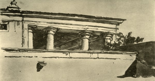 'Pillar Hall of a Villa', 1757, (1928). Artist: Giovanni Battista Tiepolo.