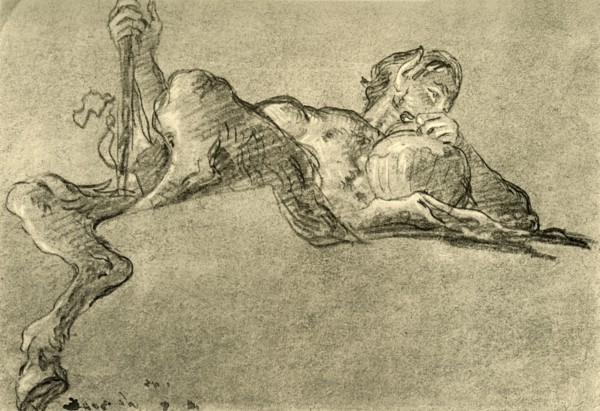 'Satyr with wine jug', c1761, (1928). Artist: Giovanni Battista Tiepolo.