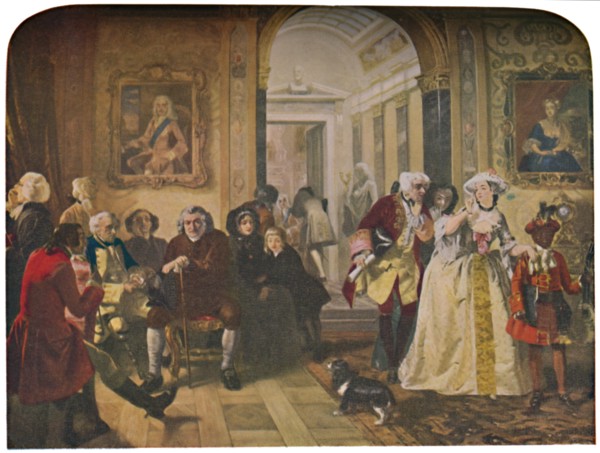 'Dr. Johnson in the Ante-Room of Lord Chesterfield, Waiting for an Audience, 1748', (1845), (c1950). Creator: Edward Matthew Ward.