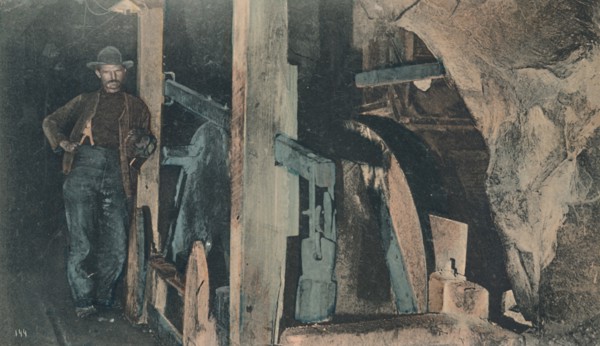 'In a Rand Mine - An end Tipler', early 20th century. Creator: Unknown.