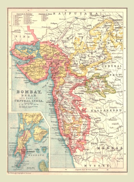 Map of Bombay, Berar, and part of Central India, 1902.   Creator: Unknown.
