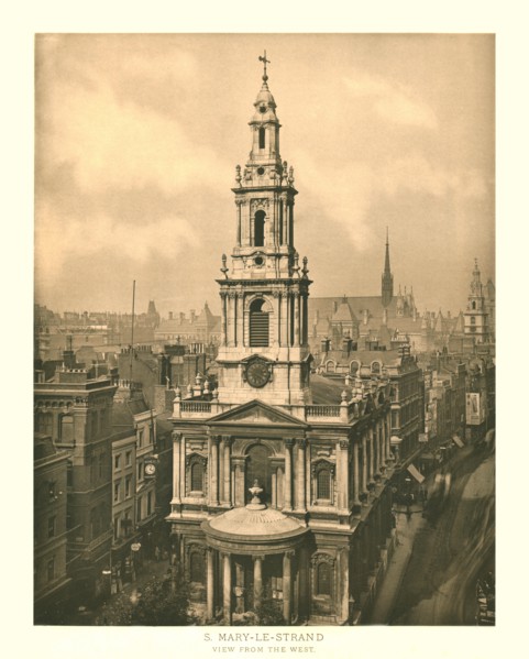 'St Mary-le-Strand, View from the West', mid-late 19th century.  Creator: Unknown.