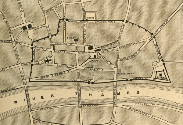 'Part of Modern London, Showing the Ancient Wall', 1897. Creator: Unknown.