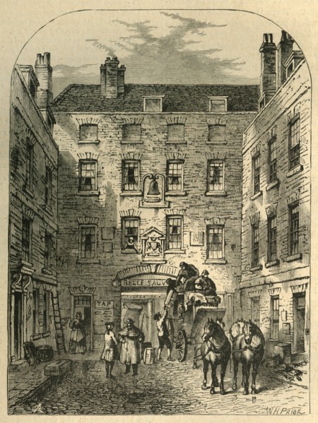 'Outer Court of La Belle Sauvage in 1828', (1897). Creator: Unknown.