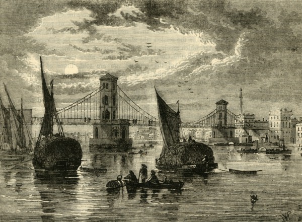 'Hungerford Suspension Bridge, 1850', (1881). Creator: Unknown.