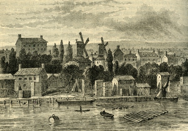 'Old Windmills at Lambeth, about 1750', (c1878). Creator: Unknown.
