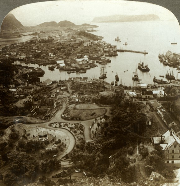 'Restoring a burned city - Aalesund, an island port, and important cod-fish market, Norway', c1905. Creator: Unknown.