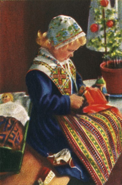 Swedish girl playing with dolls, c1928. Creator: Unknown.