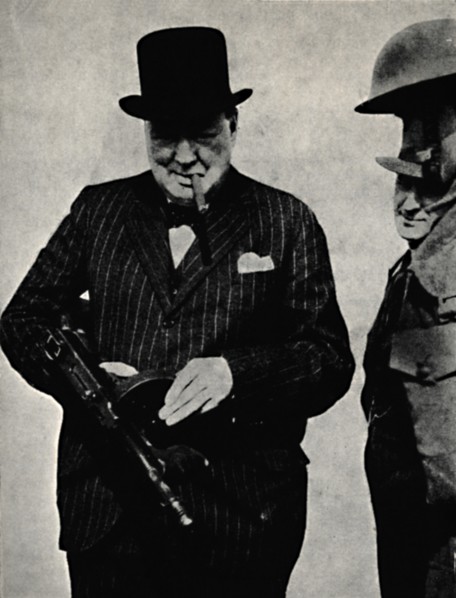 'Trying Out a Tommy-Gun', 1940, (1945). Creator: Unknown.