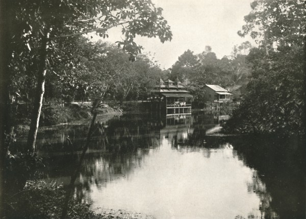 'Sacred Horse Shoe Lake and Zayats, Wingaba, Rangoon', 1900. Creator: Unknown.