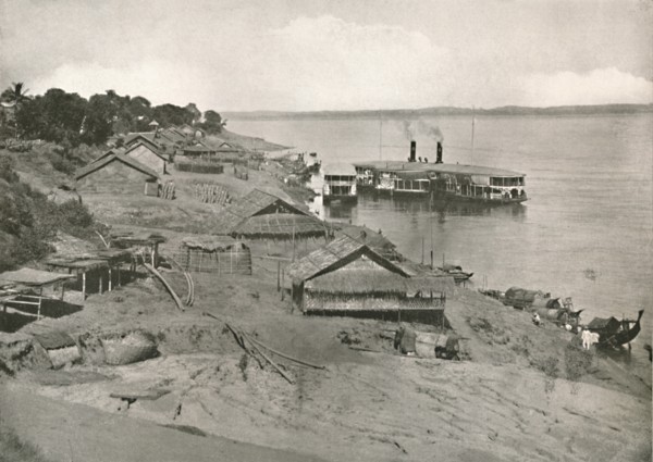 'Bhamo - Irrawaddy Flotilla Mail Steamer at the Ghat', 1900. Creator: Unknown.