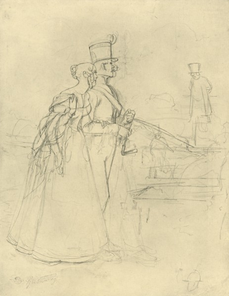 'Die Begegnung', mid-late 19th century, (c1924).  Creator: Carl Spitzweg.