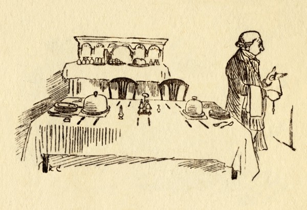 Laid table at the Bell Inn in Edmonton, 1878, (c1918). Creator: Randolph Caldecott.
