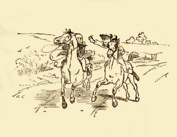 John Gilpin is found by the postboy from the Bell Inn, 1878, (c1918). Creator: Randolph Caldecott.