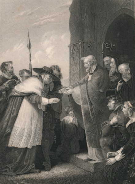 'Cardinal Wolsey Entering The Abbey of Leicester', 1530, (mid 19th century). Creator: Albert Henry Payne.