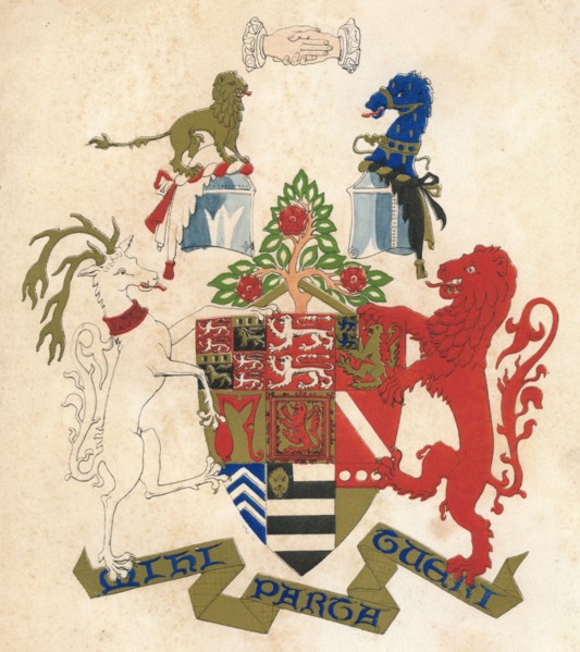 Coat of arms of Stiyleman le Strange, mid 19th century. Creator: Henry L'Estrange Styleman Le Strange.