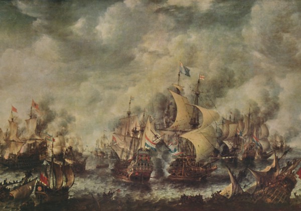'Sea Fight Between the English and Dutch Off Ter Heyde, August, 1653', (1914).  Creator: Jan Abrahamsz Beerstraten.