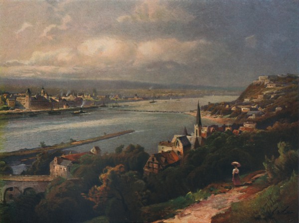 'Coblenz und Ehrenbreitstein', (Coblenz and Ehrenbreitstein Fortress), 1923. Creator: Nikolai of Astudin.