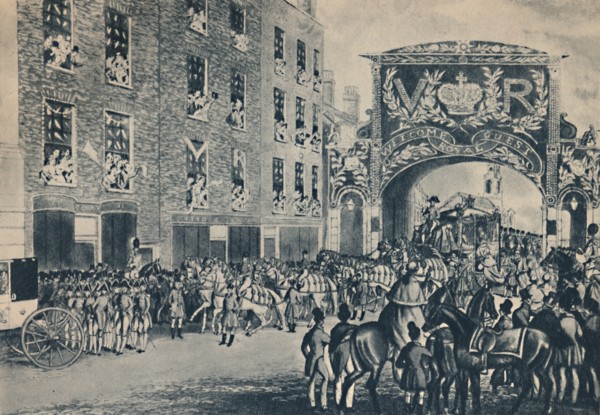 'Queen Victoria's Entrance To The City On Her Way To The Guildhall, November 9th, 1837', (1948).  Creator: Unknown.