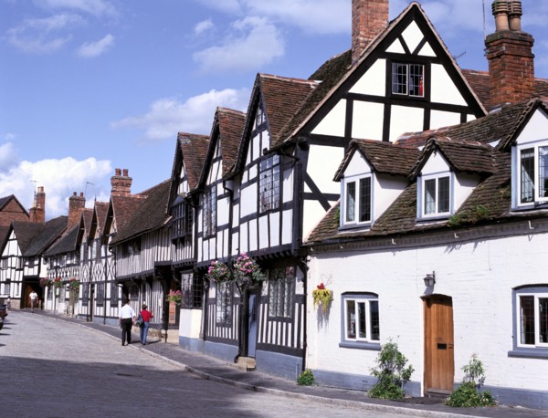 Timber-framed Tudor buildings in Mill Street, Warwick.