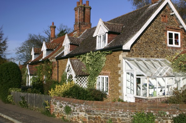 Cottages in the village of Castle Rising, King's Lynn, Norfolk, 2005