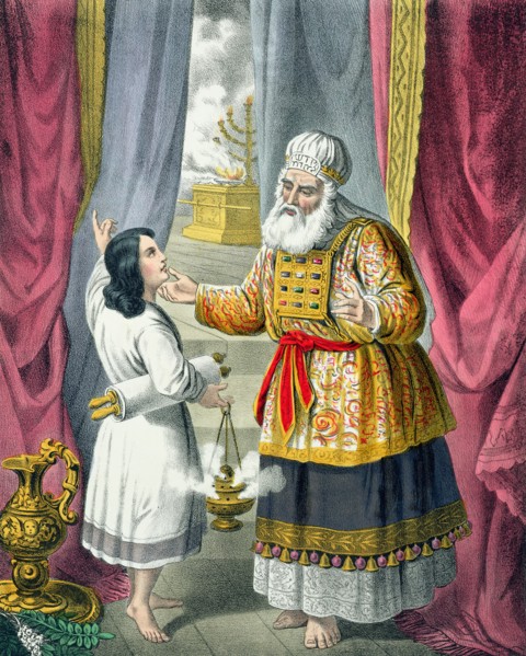 Eli questioning Samuel regarding his vision, 1870s. Artist: Siegfried Detlev Bendixen