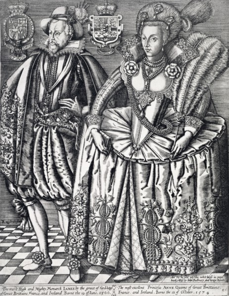 James I, King of England, Scotland and Ireland, and Anne of Denmark, 1618. Artist: Renold Elstrack