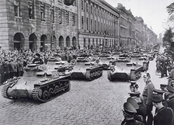 Convoy of tanks taking part in Adolf Hitler's birthday celebrations, 29th April 1936. Artist: Unknown
