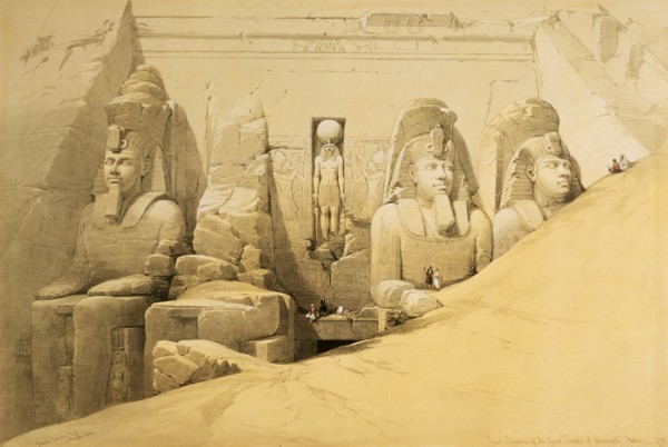 'Front elevation of the Great Temple of Abu Simbel, Nubia', Egypt, 1849. Artist: Louis Haghe