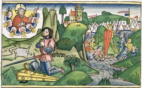 Judges 6:36: Gideon puts out the fleece. Artist: Unknown