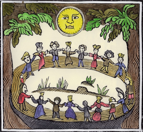 A circle of witches dancing beneath a full Moon, 19th or early 20th century. Artist: William Linnell
