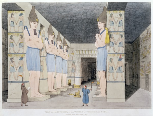 'The Interior of the Temple at Ybsombul in Nubia', 1820-1822. Artist: Agostino Aglio