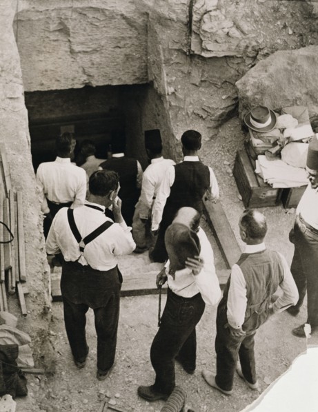 A party going down the steps to the tomb of Tutankhamun, Valley of the Kings, Egypt, 1923. Artist: Harry Burton