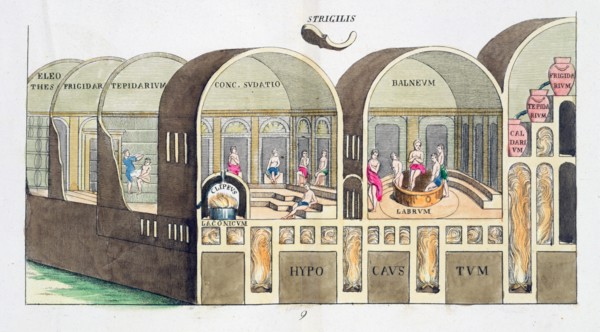 Cross section of a Roman baths, 19th century. Artist: Unknown