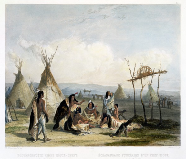 Funeral Scaffold of a Sioux Chief near Fort Pierre Artist: J Hurlimann