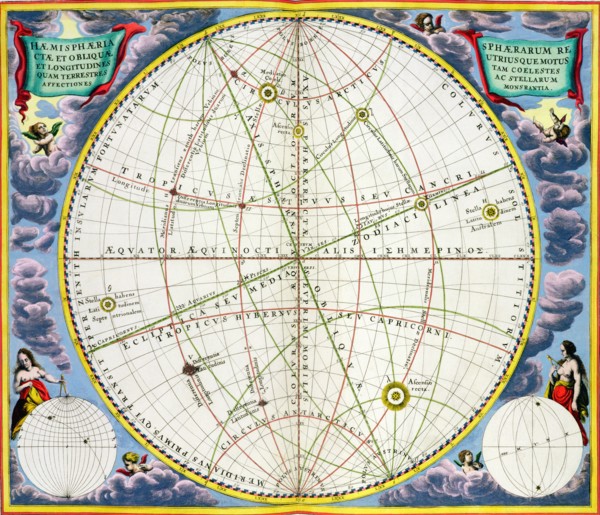 Map charting the movement of the Earth and Planets, 1660-1661. Artist: Andreas Cellarius