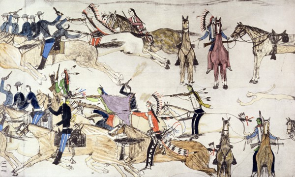 Battle of Little Bighorn, Montana, USA, 25-26 June 1876 (c1900). Artist: Amos Bad Heart Buffalo