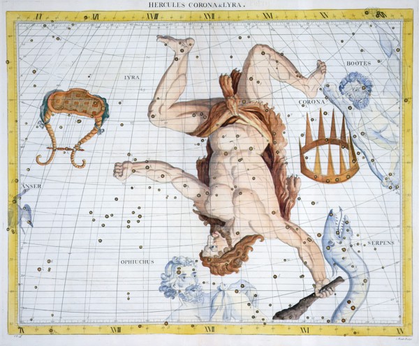 Constellations of Hercules, Corona and Lyra, 1729. Artist: Unknown