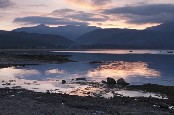 Beinn Tarsuinn across Brodick Bay, Arran, North Ayrshire, Scotland.